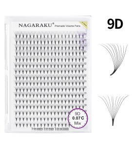 Nagaraku Fans Eyelash - Hazır Demet Kirpik - 9D 0.07C Mix 320 adet