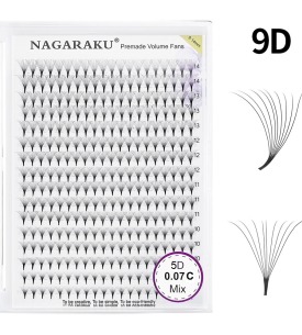 Nagaraku Fans Eyelash - Hazır Demet Kirpik - 5D 0.07C Mix 320 adet