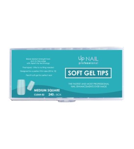 Clear 02 – UP NAIL Professional Jel Tips (Küt - Şeffaf) - 240 Adet